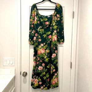 Reformation Green Floral Maxi Dress
